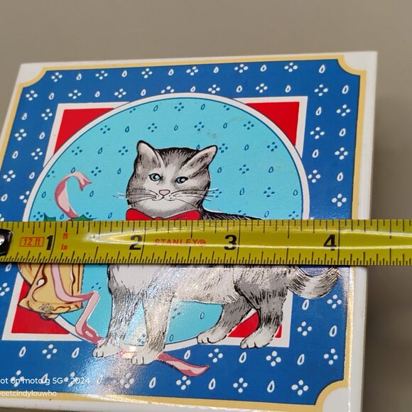 cat design Orient ceramic tiles coasters set of 3 Chadwick Miller Inc Taiwan 80s - Picture 12 of 13